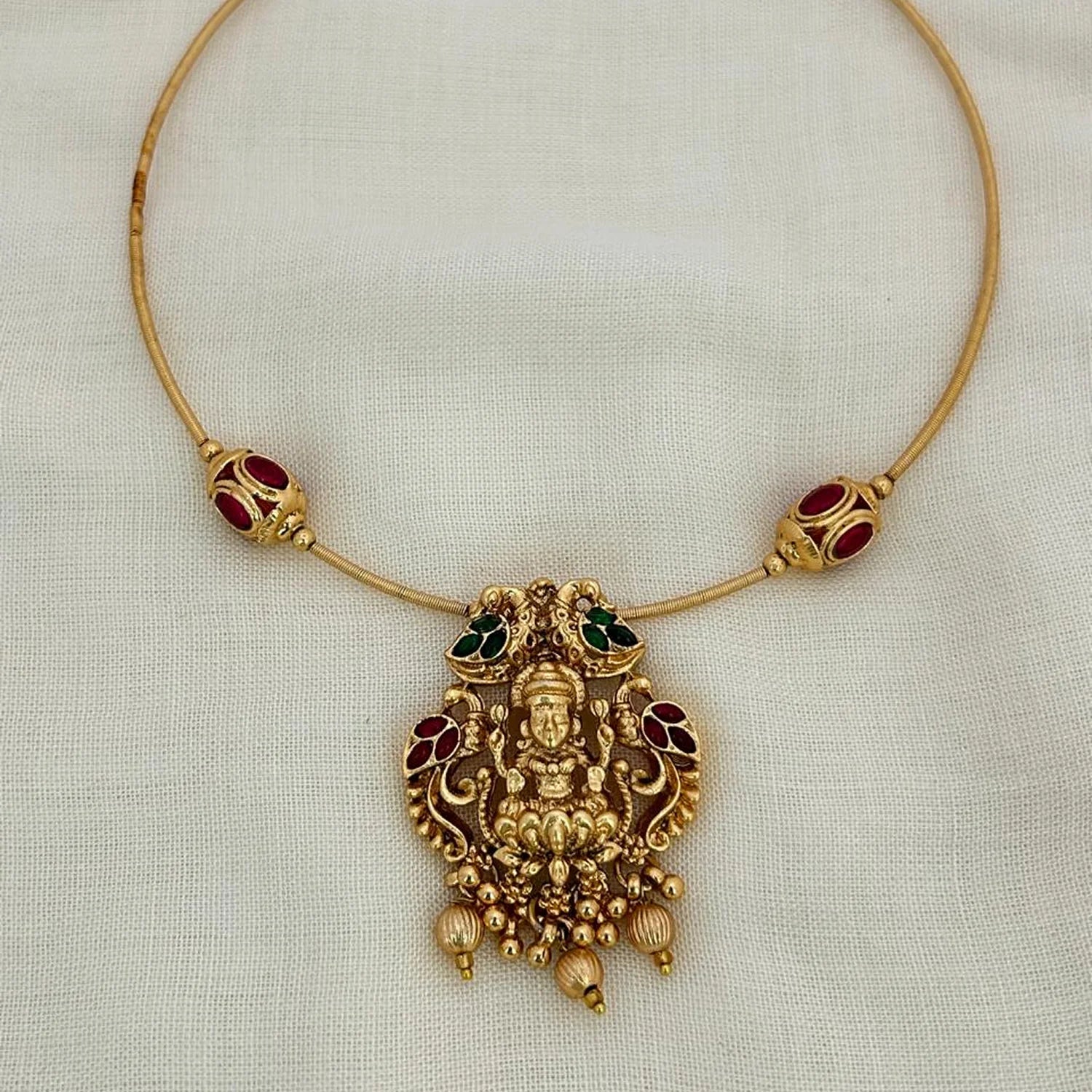 Lakshmi Temple Gold Plated Hasli Necklace