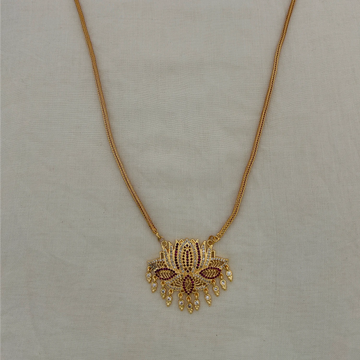 Floral AD Gold Plated Pendant Chain Necklace for Women