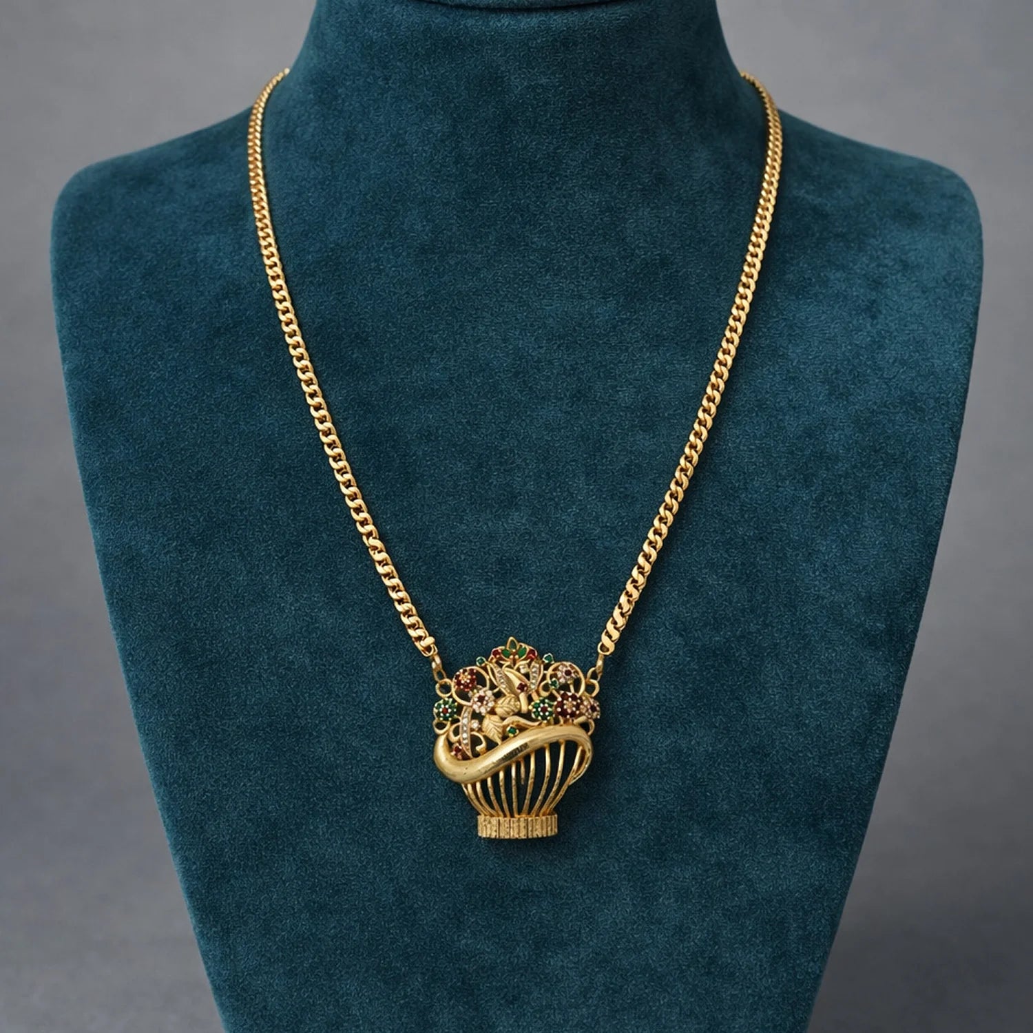 Traditional Fuldani Pendant Gold Chain Necklace for Women