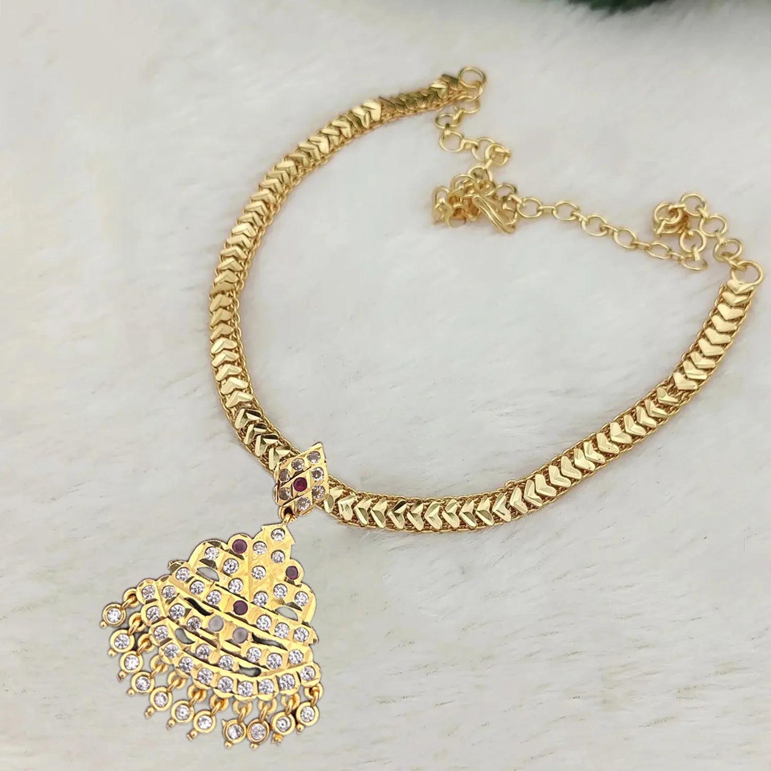 Premium Gold Plated AD Pendant Chain Necklace