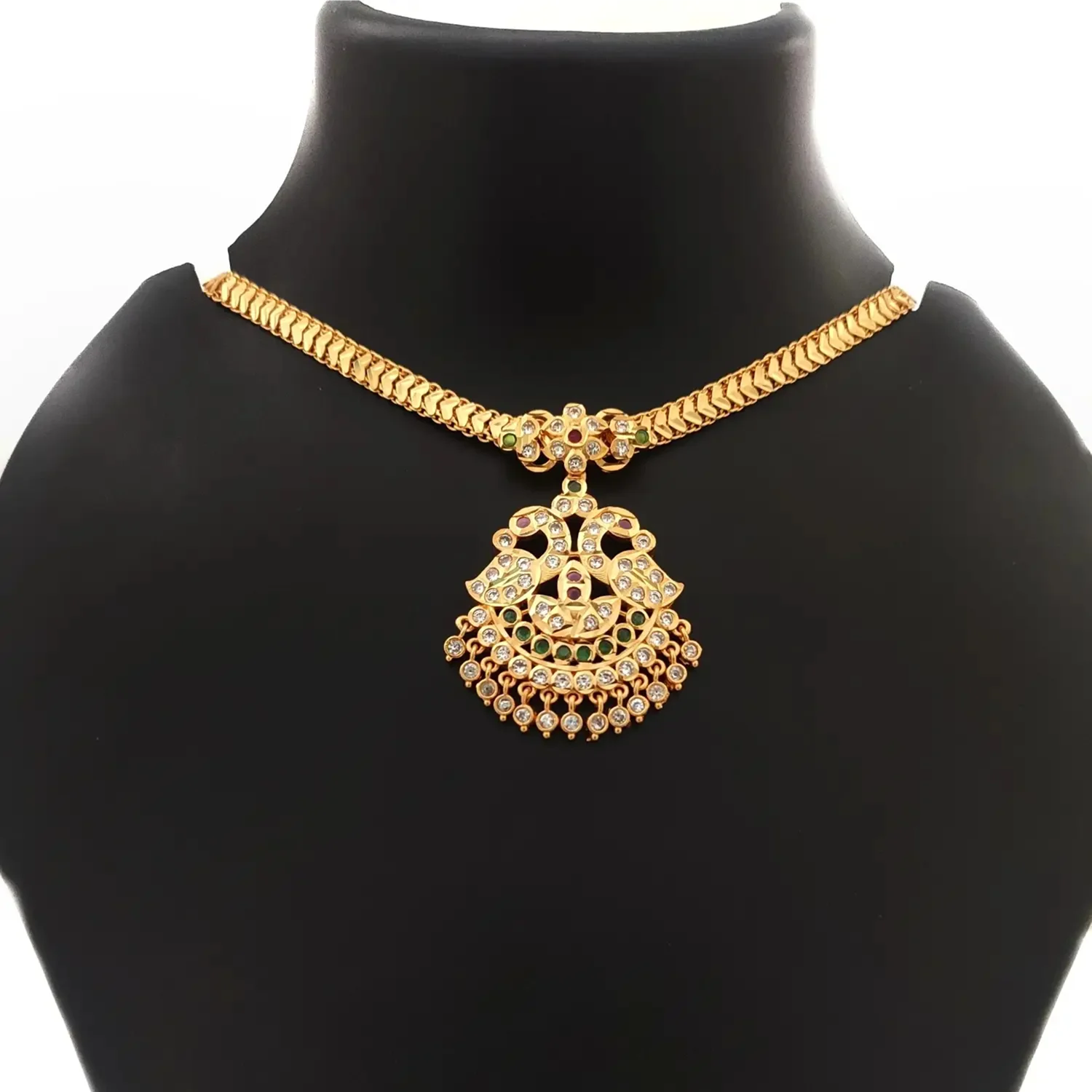 Gold Plated AD Pendant Chain Necklace for Women