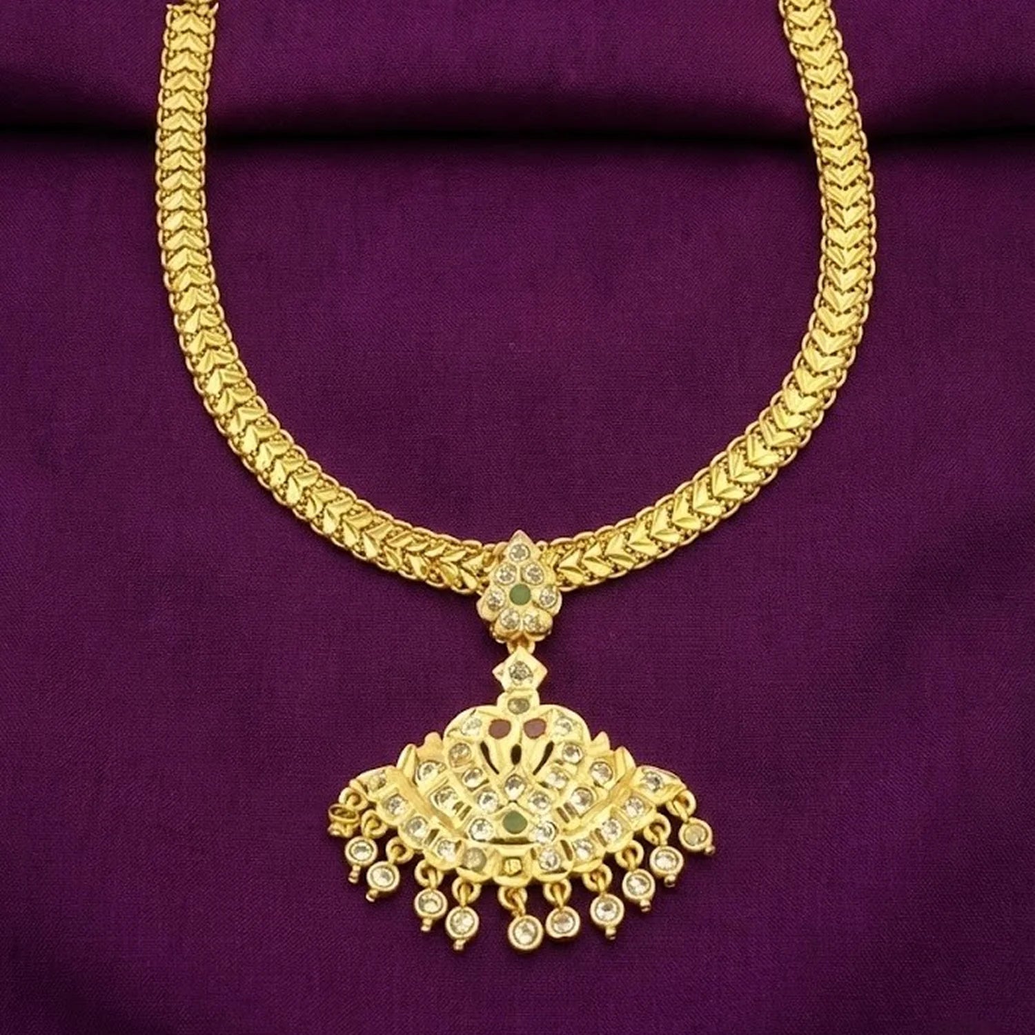 Gold Plated Designer Chain Necklace with Pendant