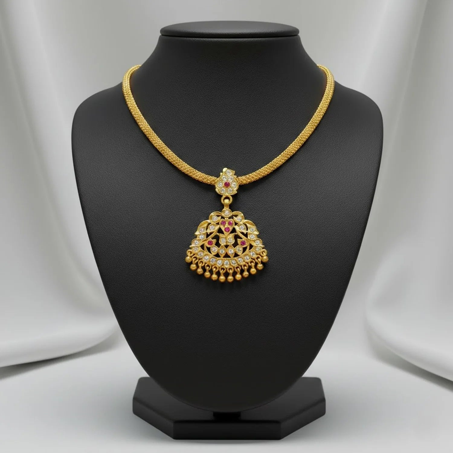 Gold Plated AD Pendant Chain Necklace for Women