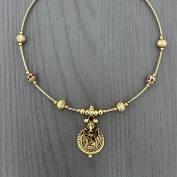 Temple Lakshmi Gold Plated Hasli Chain Necklace