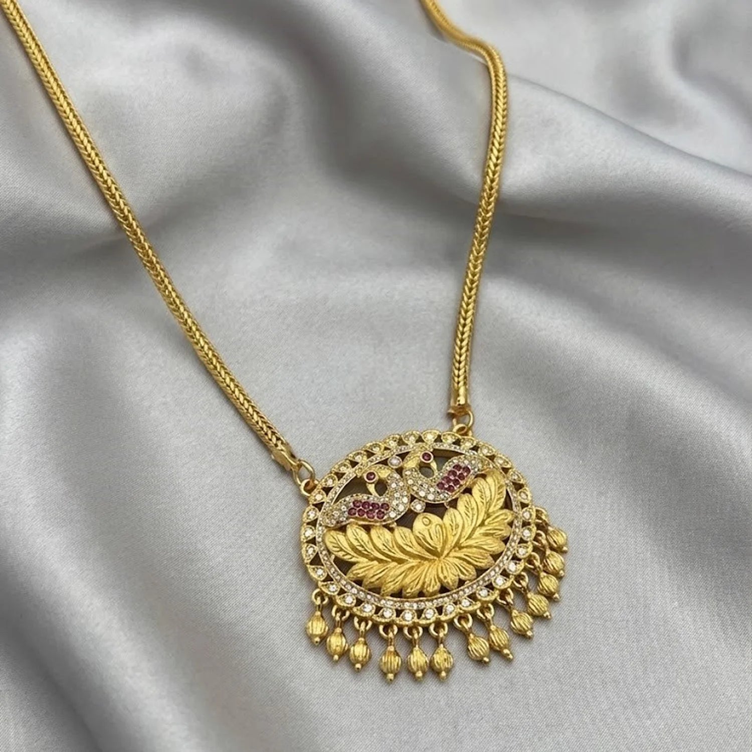 Temple Lakshmi Gold Plated Long Chain Necklace