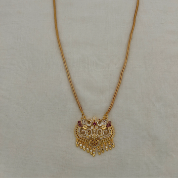 Antique Elephant Pearl Gold Plated Pendant Chain Necklace