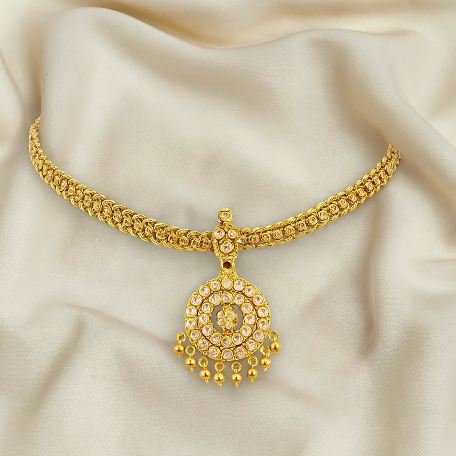 Gold Plated AD Pendant Chain Necklace for Women