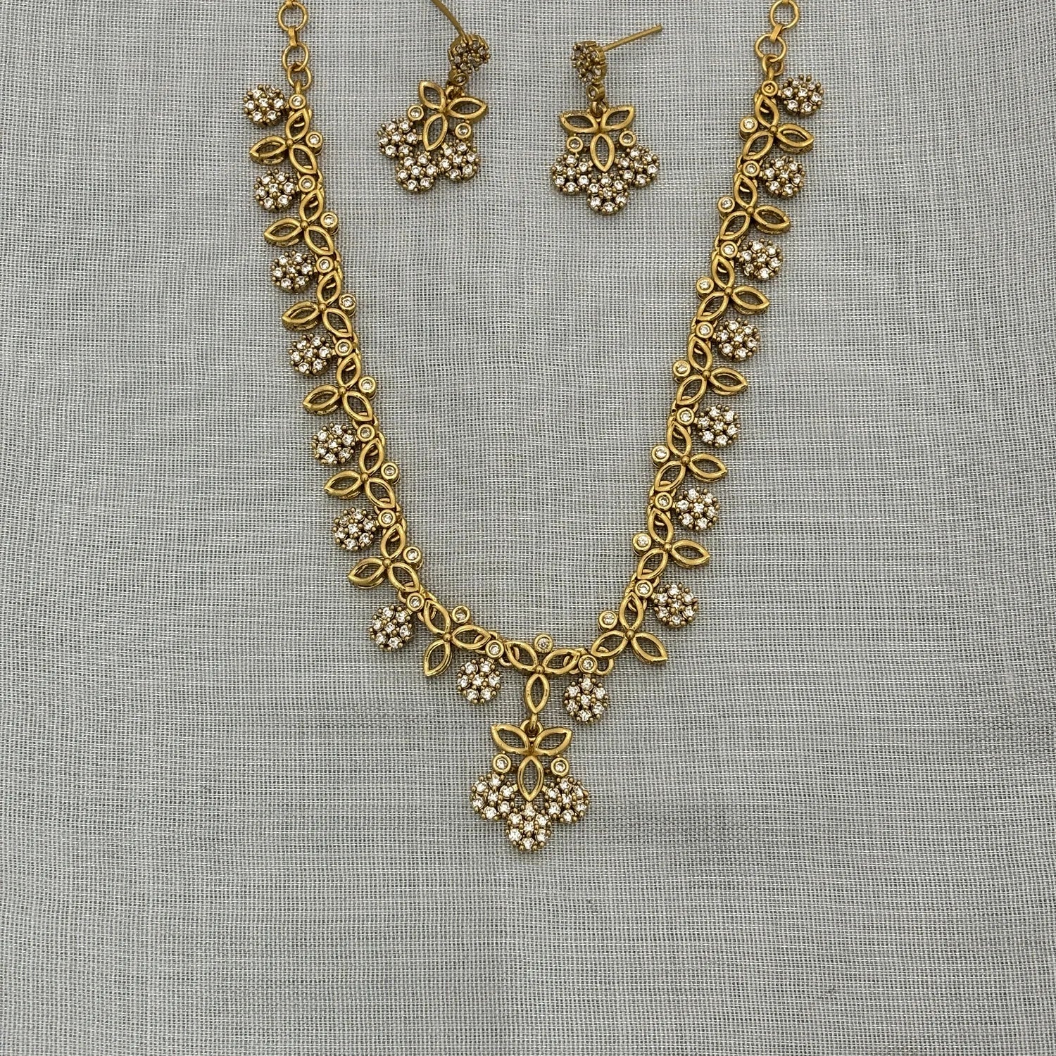 Leaf Floral American Diamond Necklace Set