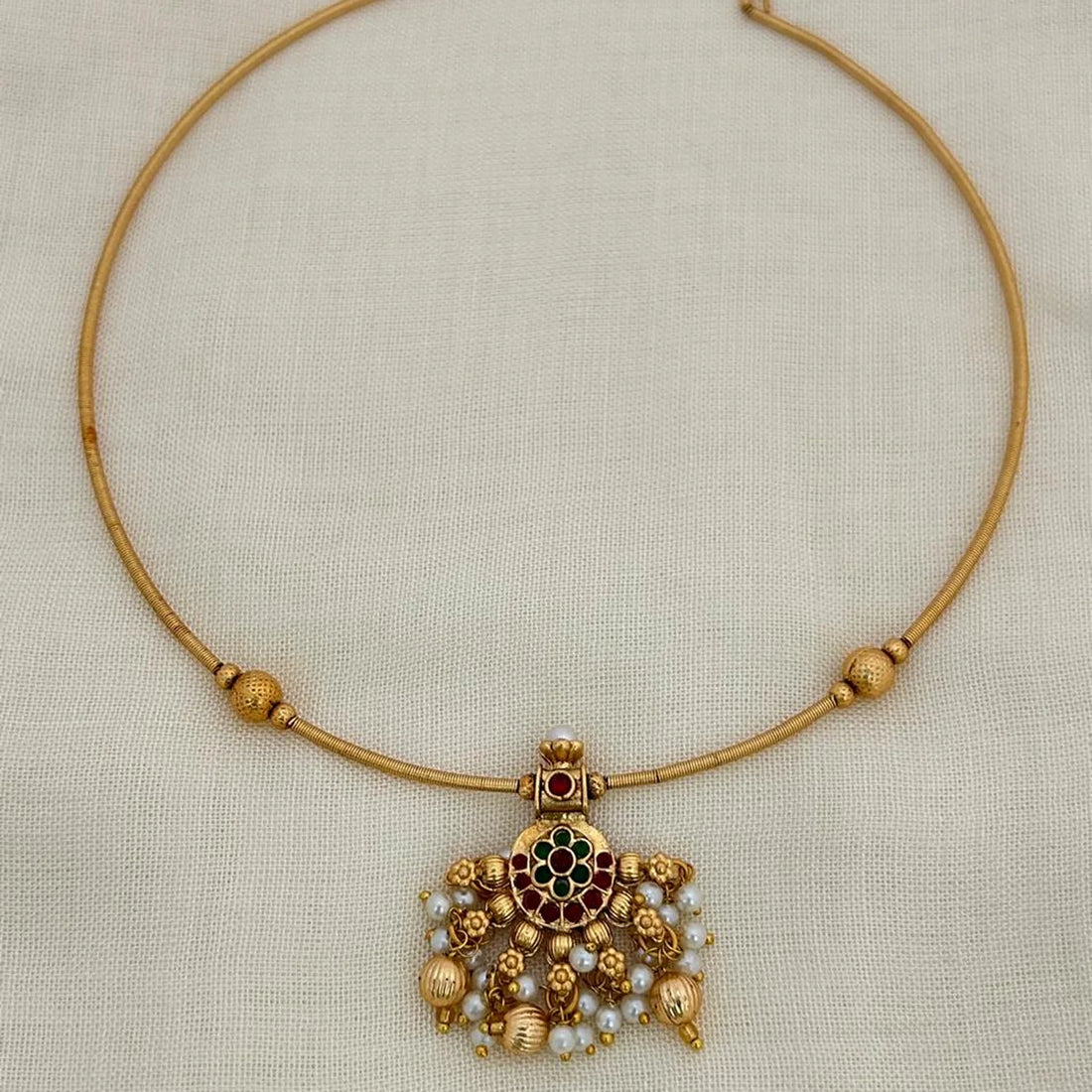 Traditional Jhumka Pendant Gold Chain Necklace for Women