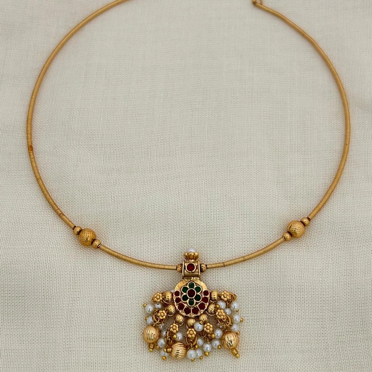 Traditional Jhumka Pendant Gold Chain Necklace for Women