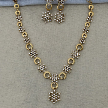 Geometric Floral American Diamond Necklace Set
