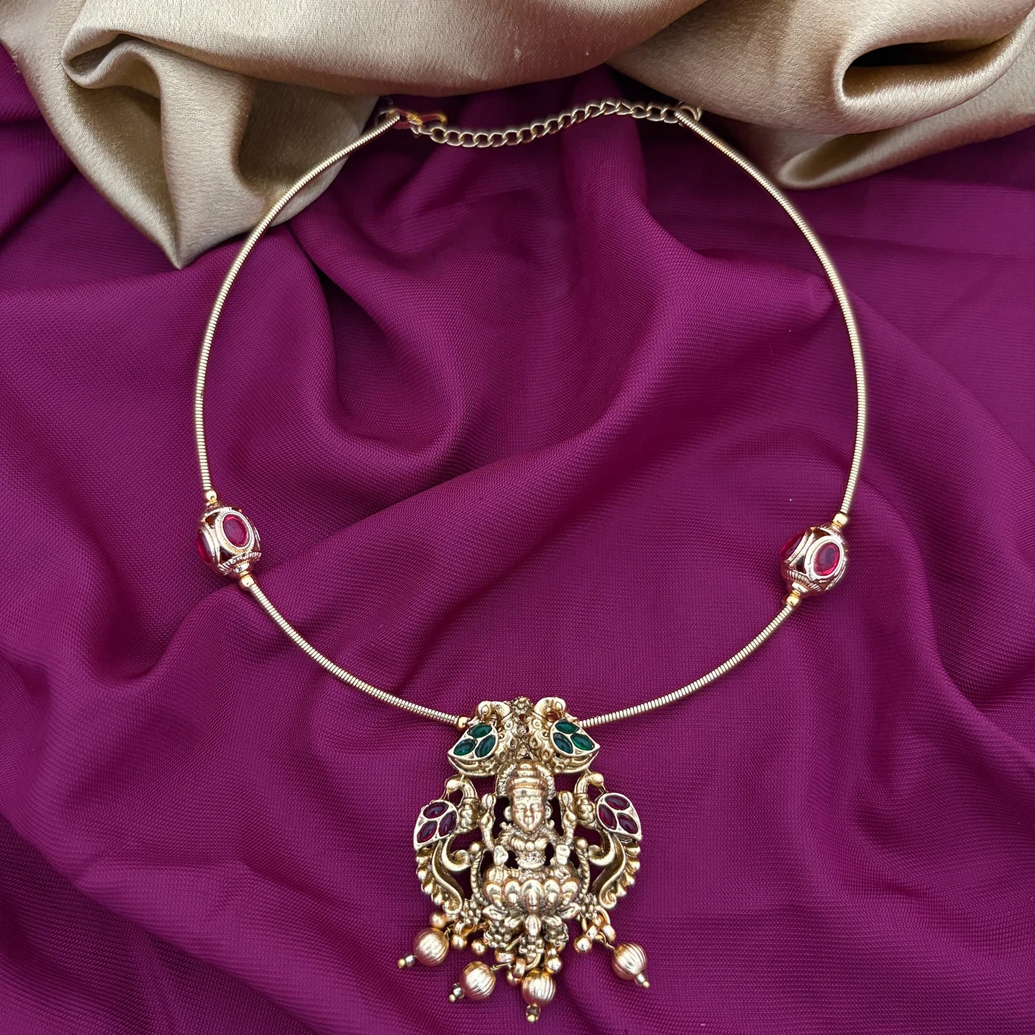 Lakshmi Temple Gold Plated Hasli Necklace