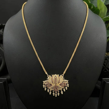Lotus Pendant Gold Plated Chain Necklace for Women