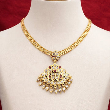 Gold Plated AD Stone Pendant Chain Necklace