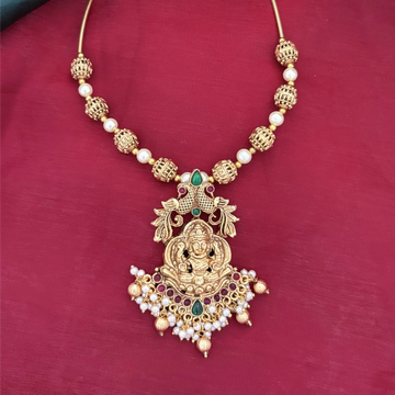 Lakshmi Peacock Gold Plated Chain Necklace with Pearls
