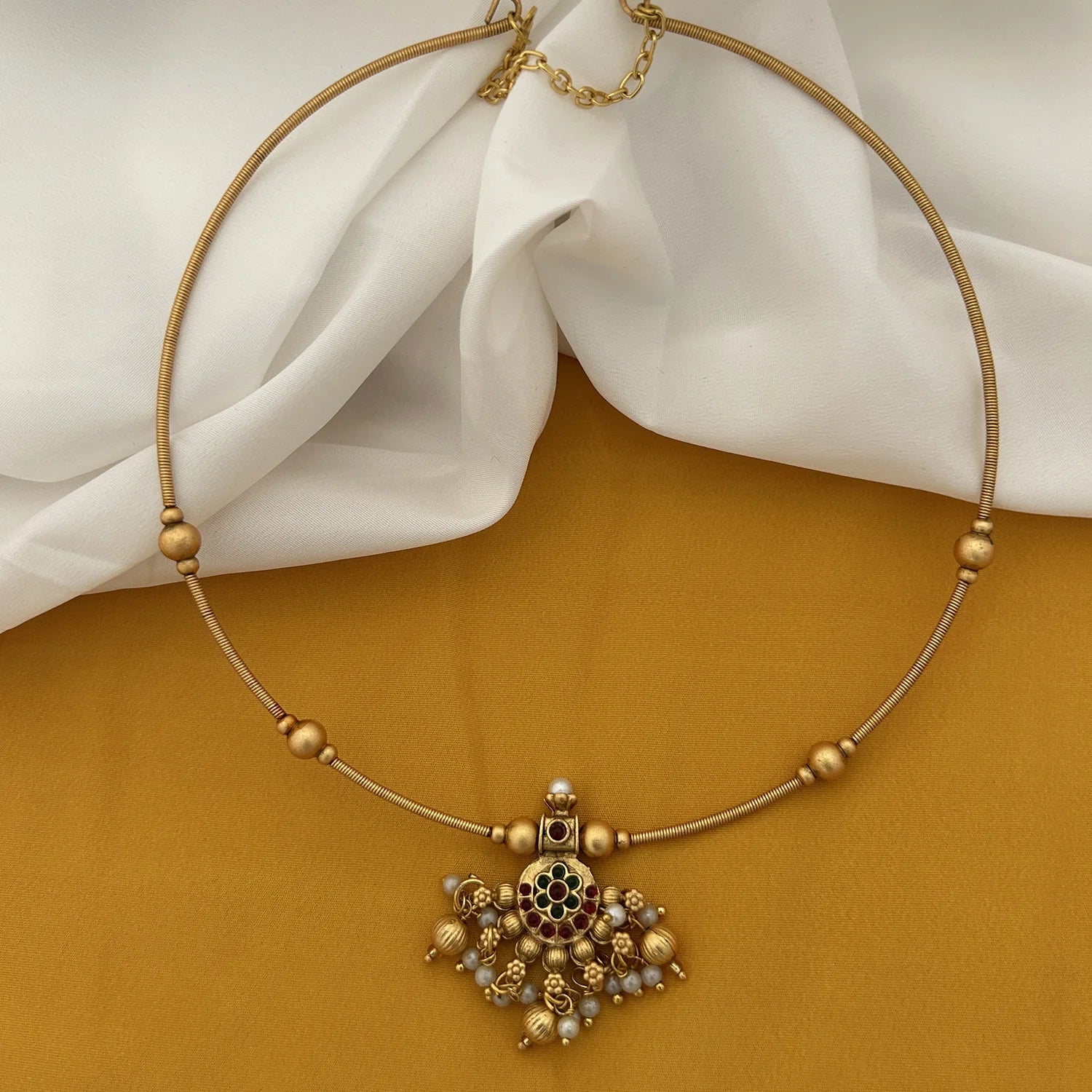Traditional Jhumka Pendant Gold Chain Necklace for Women
