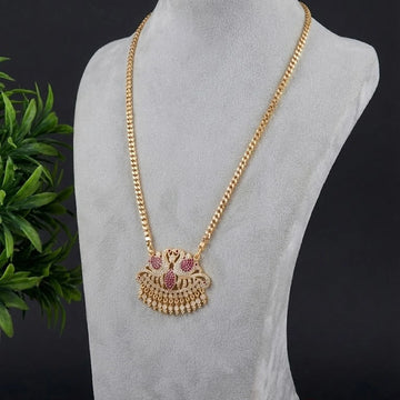 Peacock Stone Gold Plated Pendant Chain Necklace