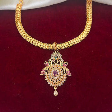 Antique Gold Peacock Pendant Chain Necklace for Women
