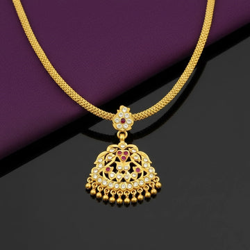 Gold Plated AD Pendant Chain Necklace for Women