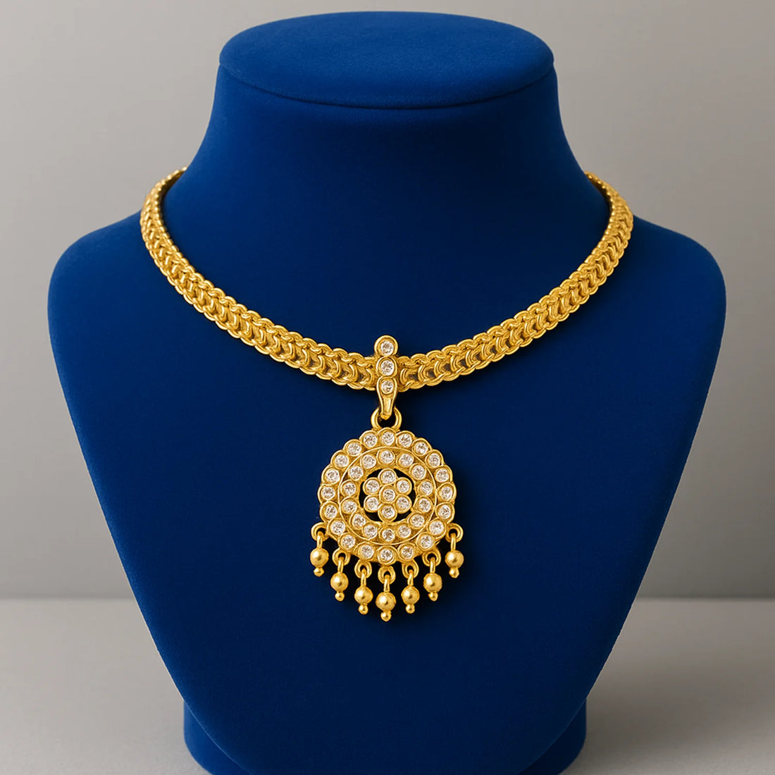 Gold Plated AD Pendant Chain Necklace for Women