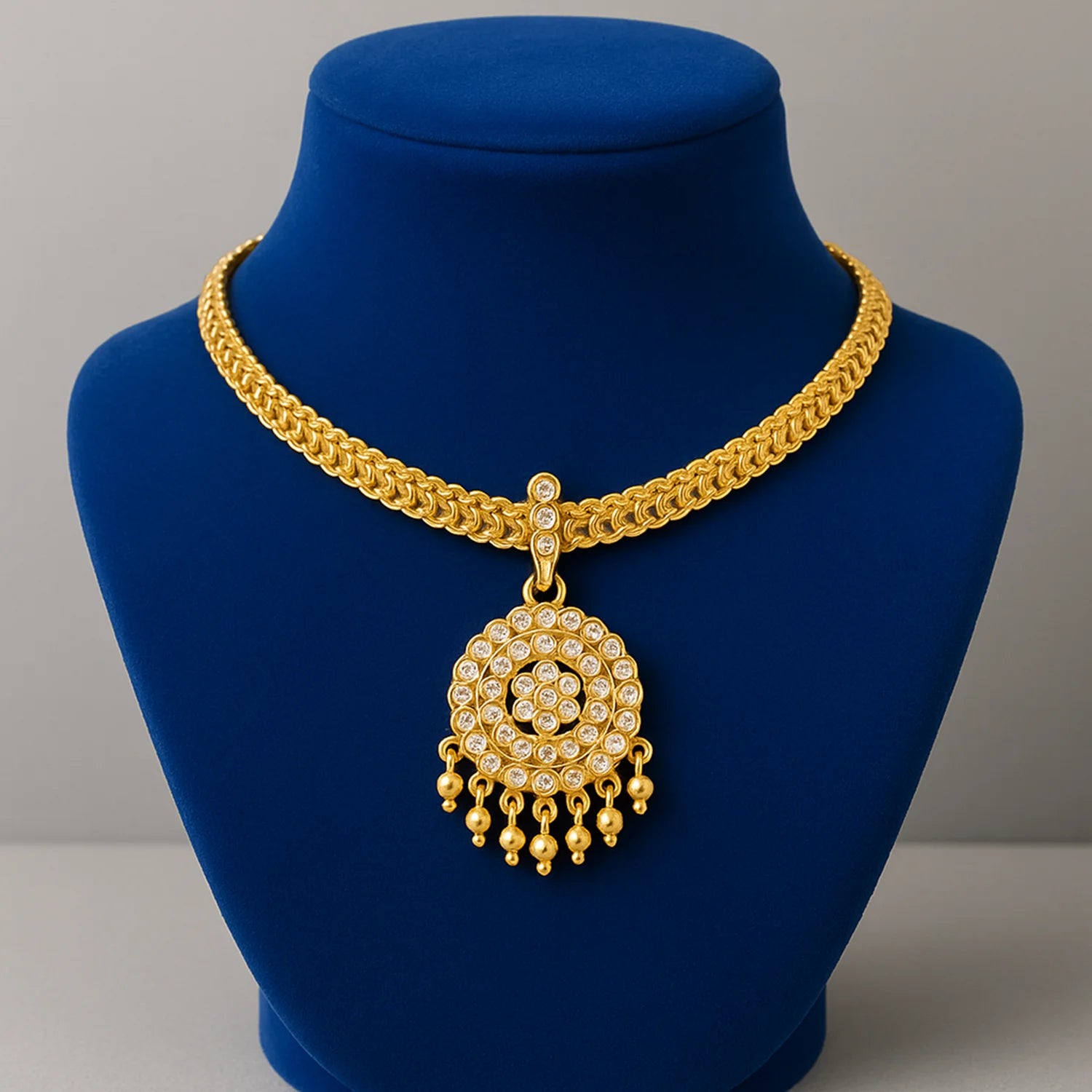 Gold Plated AD Pendant Chain Necklace for Women