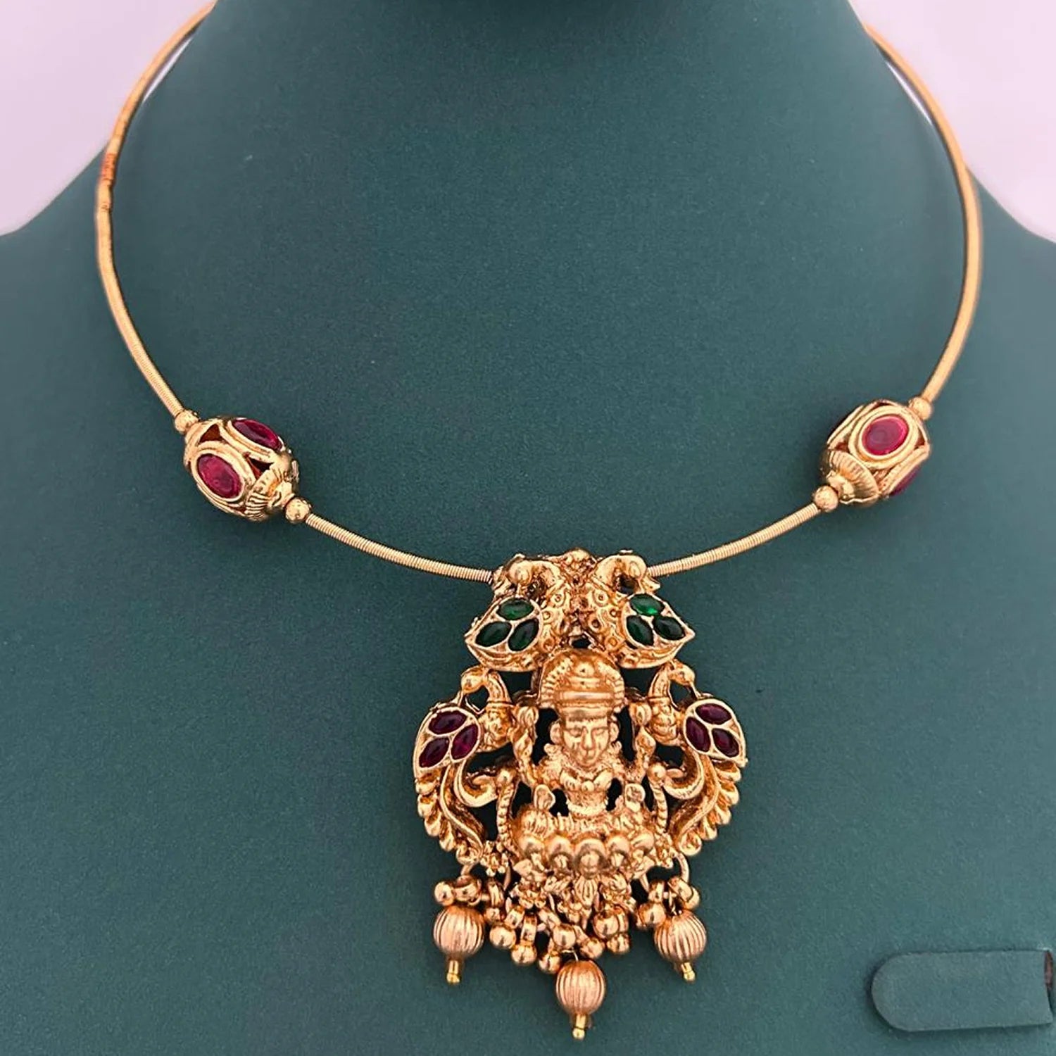 Lakshmi Temple Gold Plated Hasli Necklace