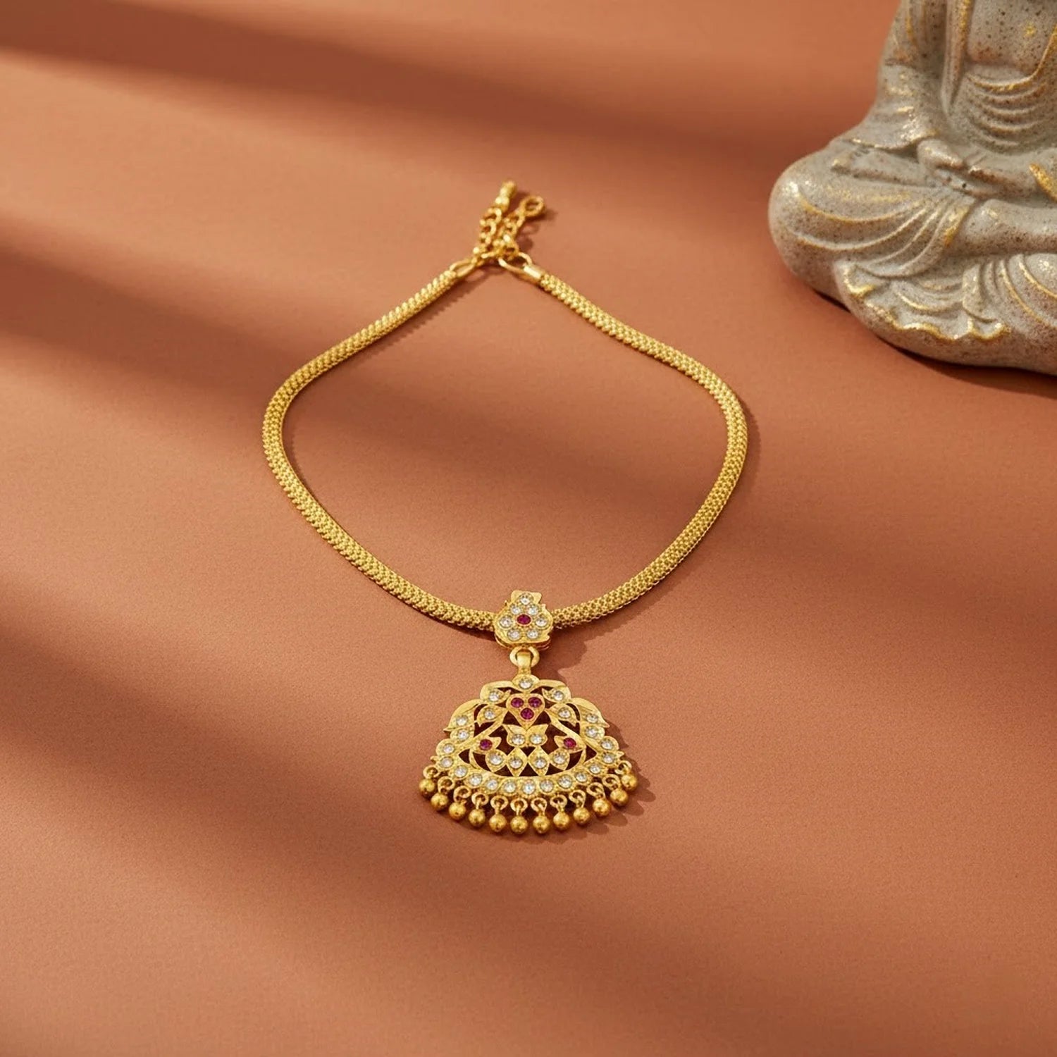 Gold Plated AD Pendant Chain Necklace for Women