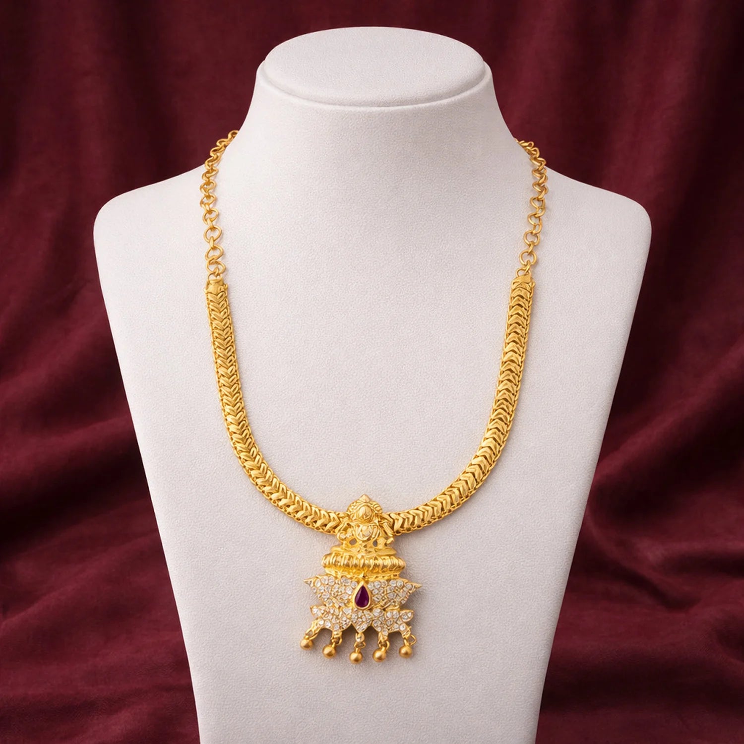 Gold Plated Temple Pendant Chain Necklace for Women