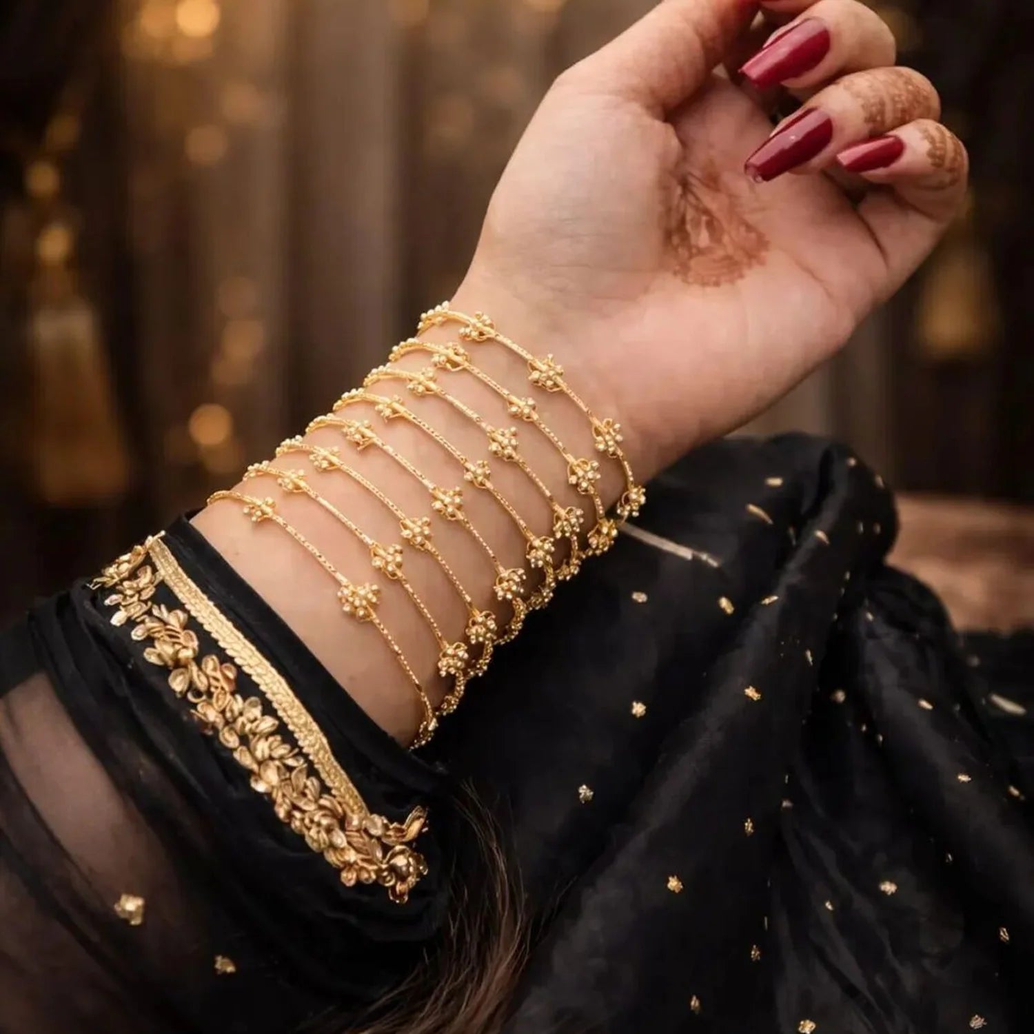 Gold Plated Floral Designer Kangan Bangles for Women