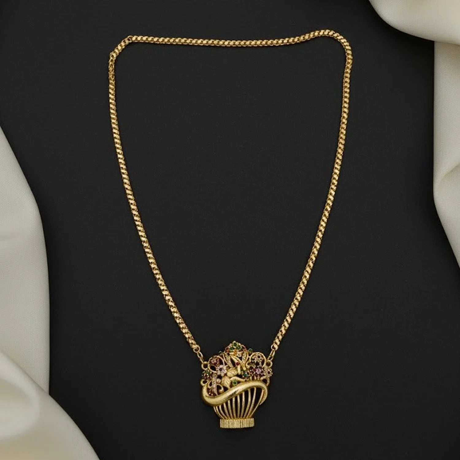 Traditional Fuldani Pendant Gold Chain Necklace for Women