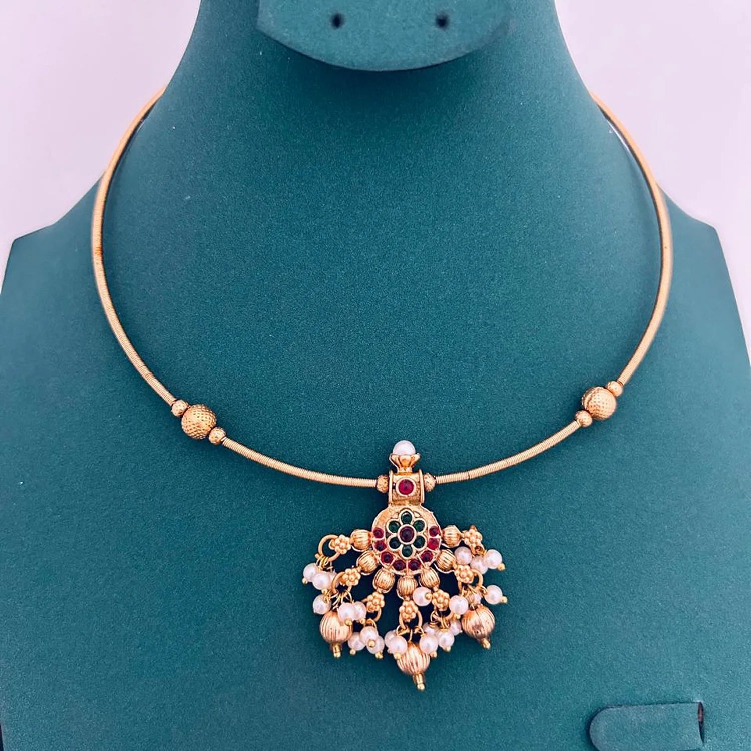 Traditional Jhumka Pendant Gold Chain Necklace for Women