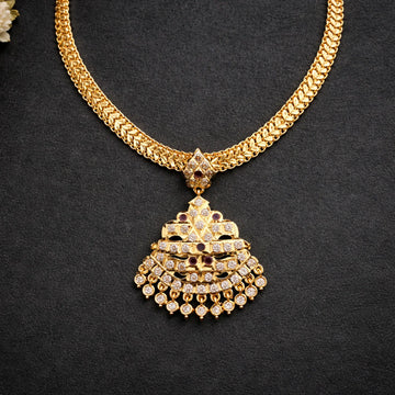 Premium Gold Plated AD Pendant Chain Necklace