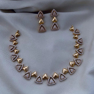 Antique Peacock Gold Plated American Diamond Necklace Set