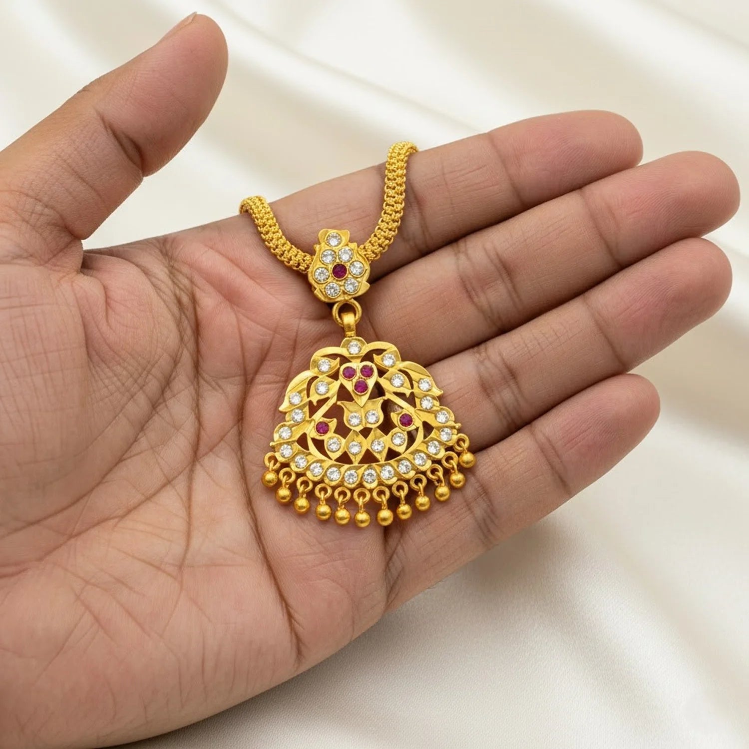 Gold Plated AD Pendant Chain Necklace for Women