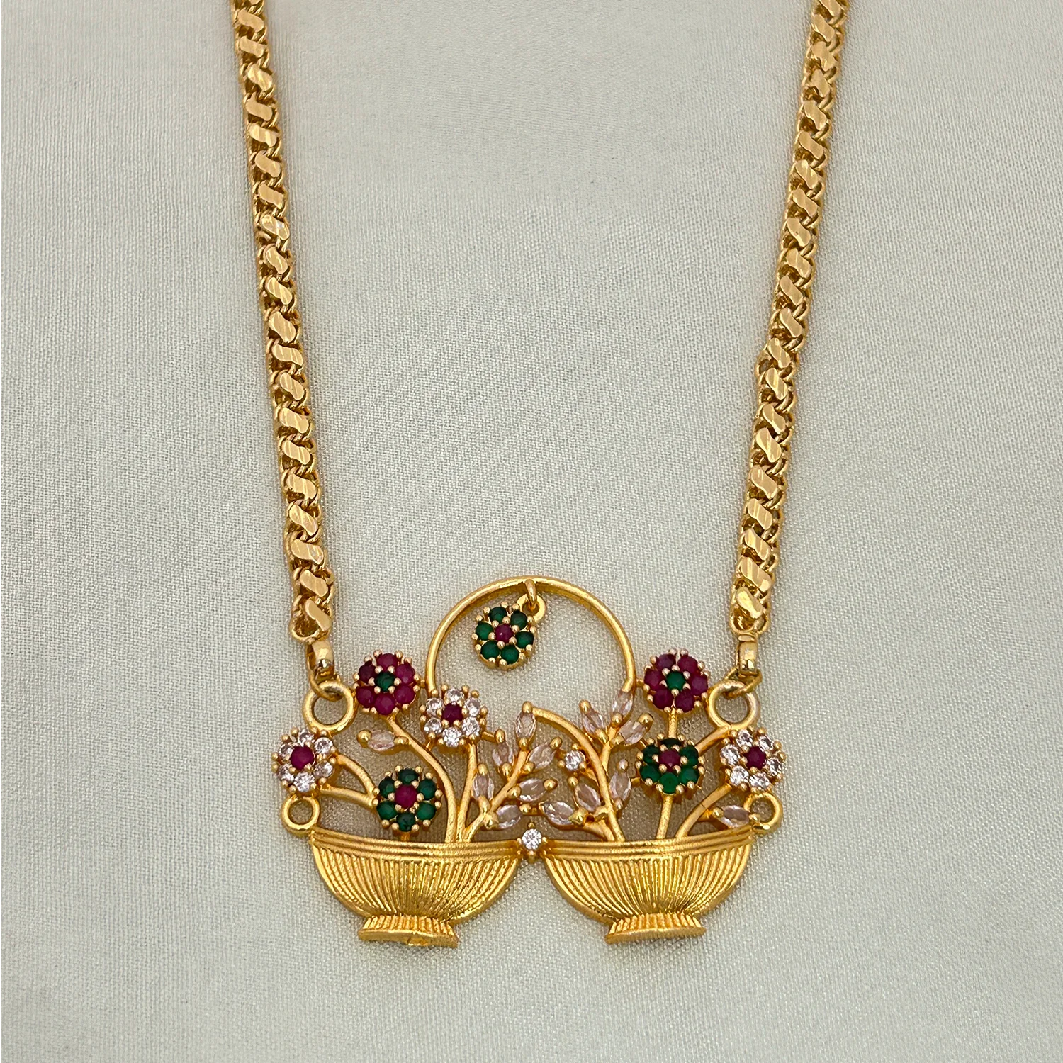 Floral Double Fuldani Gold Plated Chain Necklace for Women