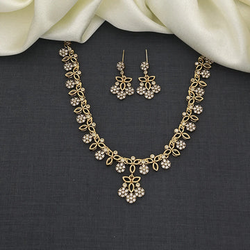 Leaf Floral American Diamond Necklace Set