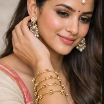 Gold Plated Floral Designer Bangles Set for Women