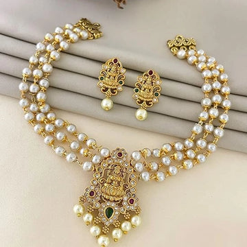 Lakshmi Pearl Gold Plated Choker Set with Earrings