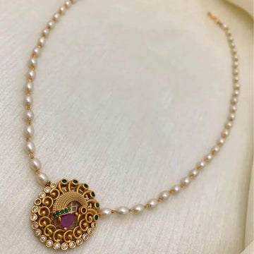 Peacock Pearl Pendant Set Gold Plated Necklace