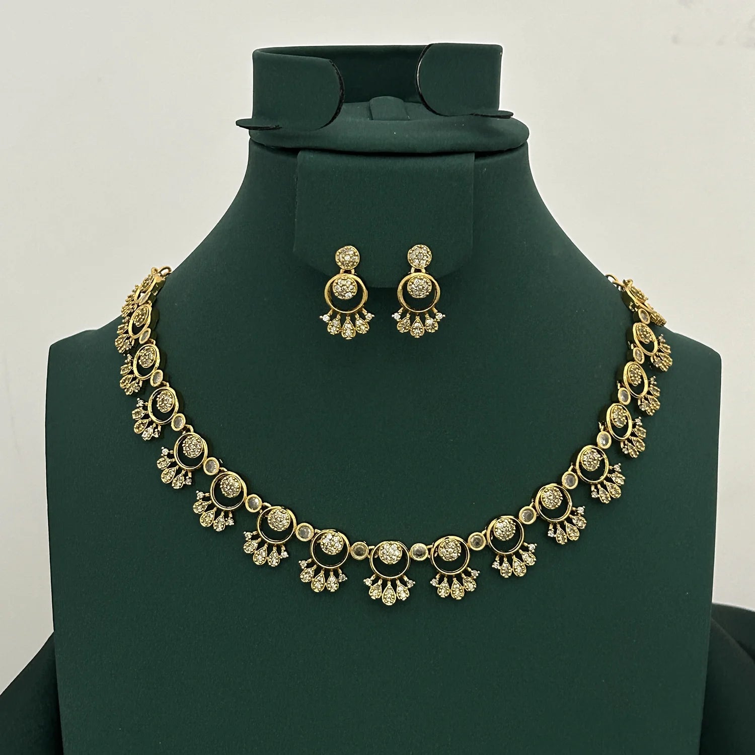 Classic White American Diamond Necklace Set with Earrings