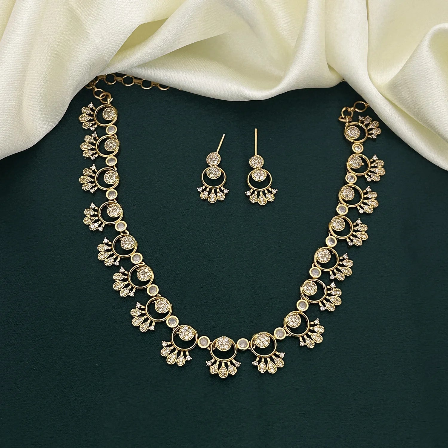Classic White American Diamond Necklace Set with Earrings