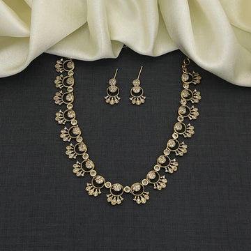 Classic White American Diamond Necklace Set with Earrings