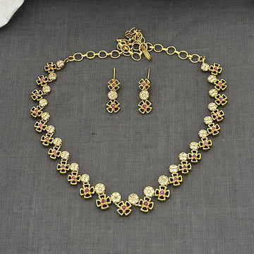 Floral Circle American Diamond Necklace Set