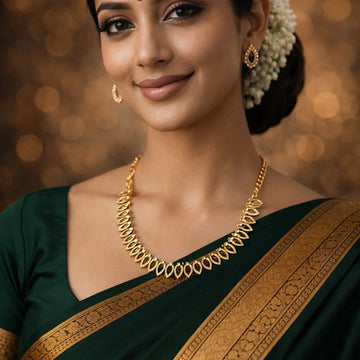 Minimal Gold Plated American Diamond Necklace Set for Women