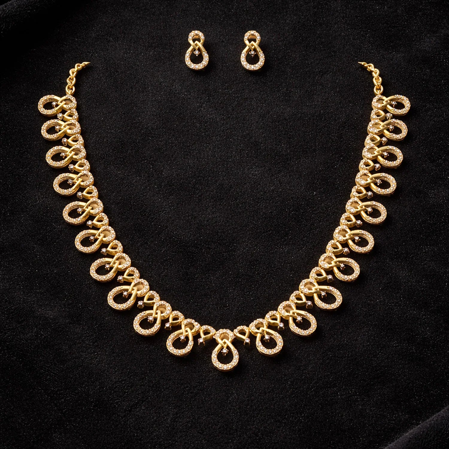 Infinity Design Gold Plated American Diamond Necklace Set