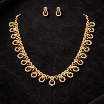 Infinity Design Gold Plated American Diamond Necklace Set