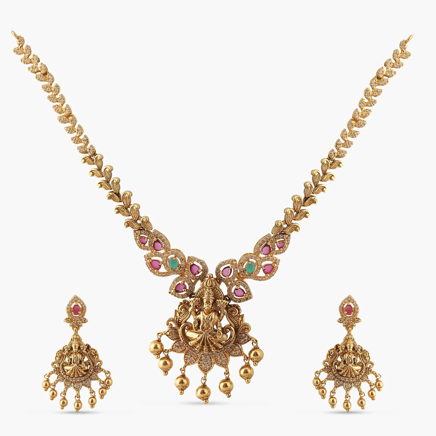 Lakshmi Pendant American Diamond Necklace Set