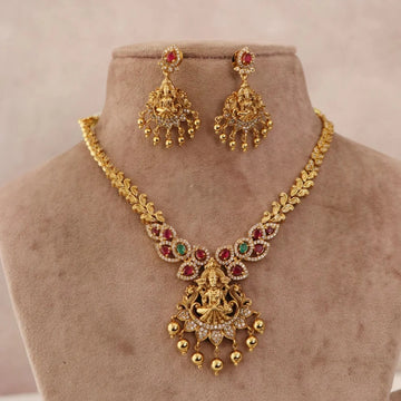 Lakshmi Pendant American Diamond Necklace Set