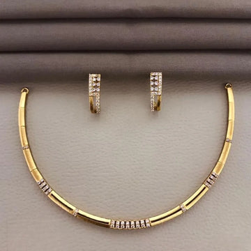 Minimal American Diamond Gold Plated Choker Set