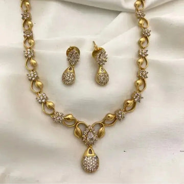 Delicate Gold Plated American Diamond Necklace Set